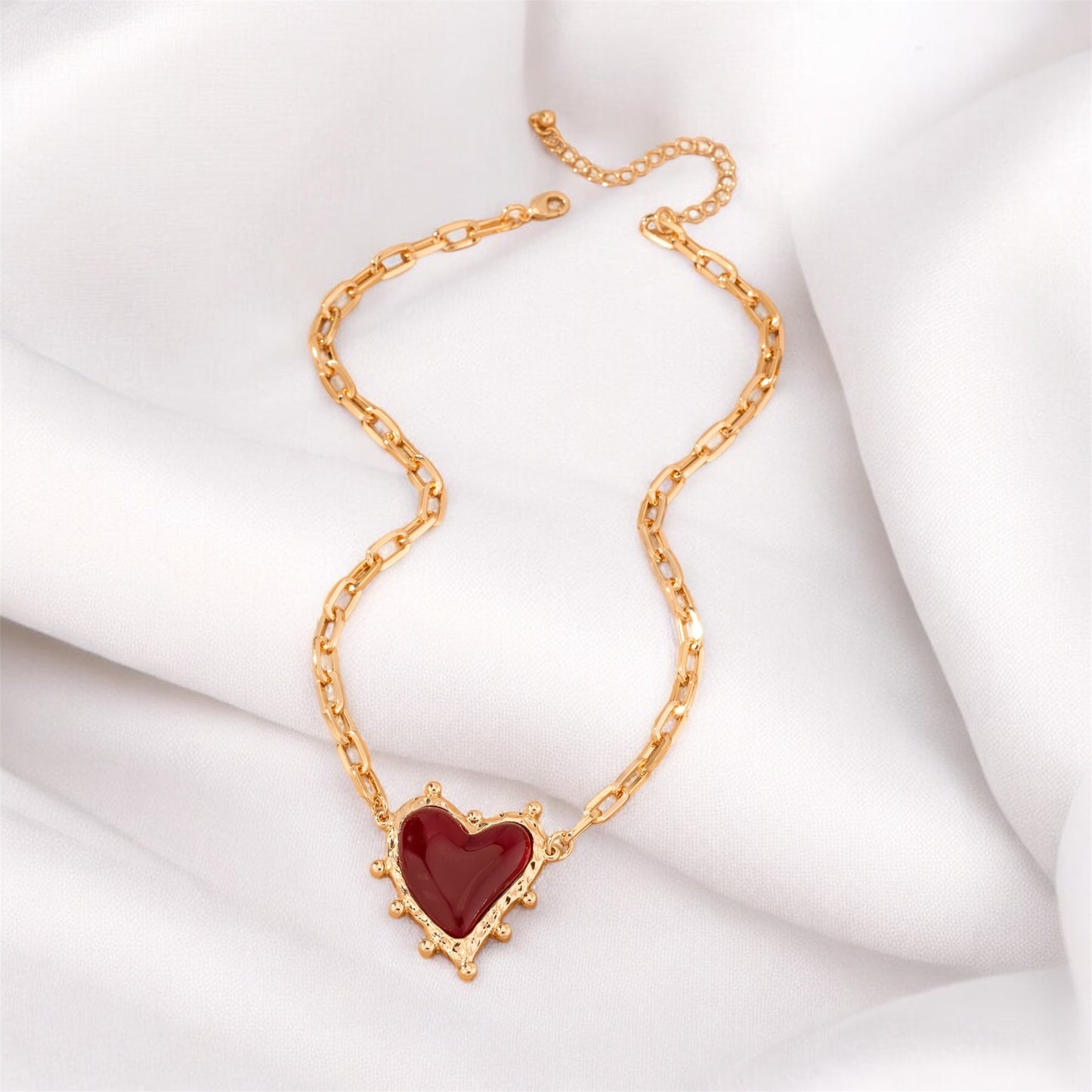 Deep Red enamel heart pendant